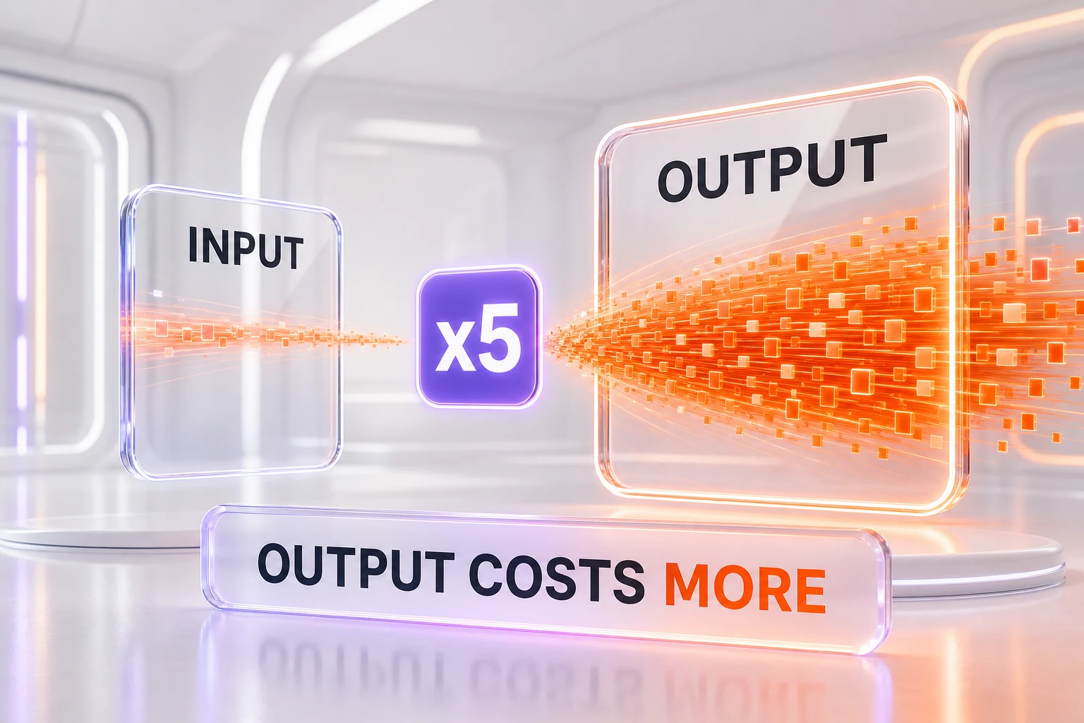 Input tokens versus output tokens — output priced roughly five times higher per million tokens