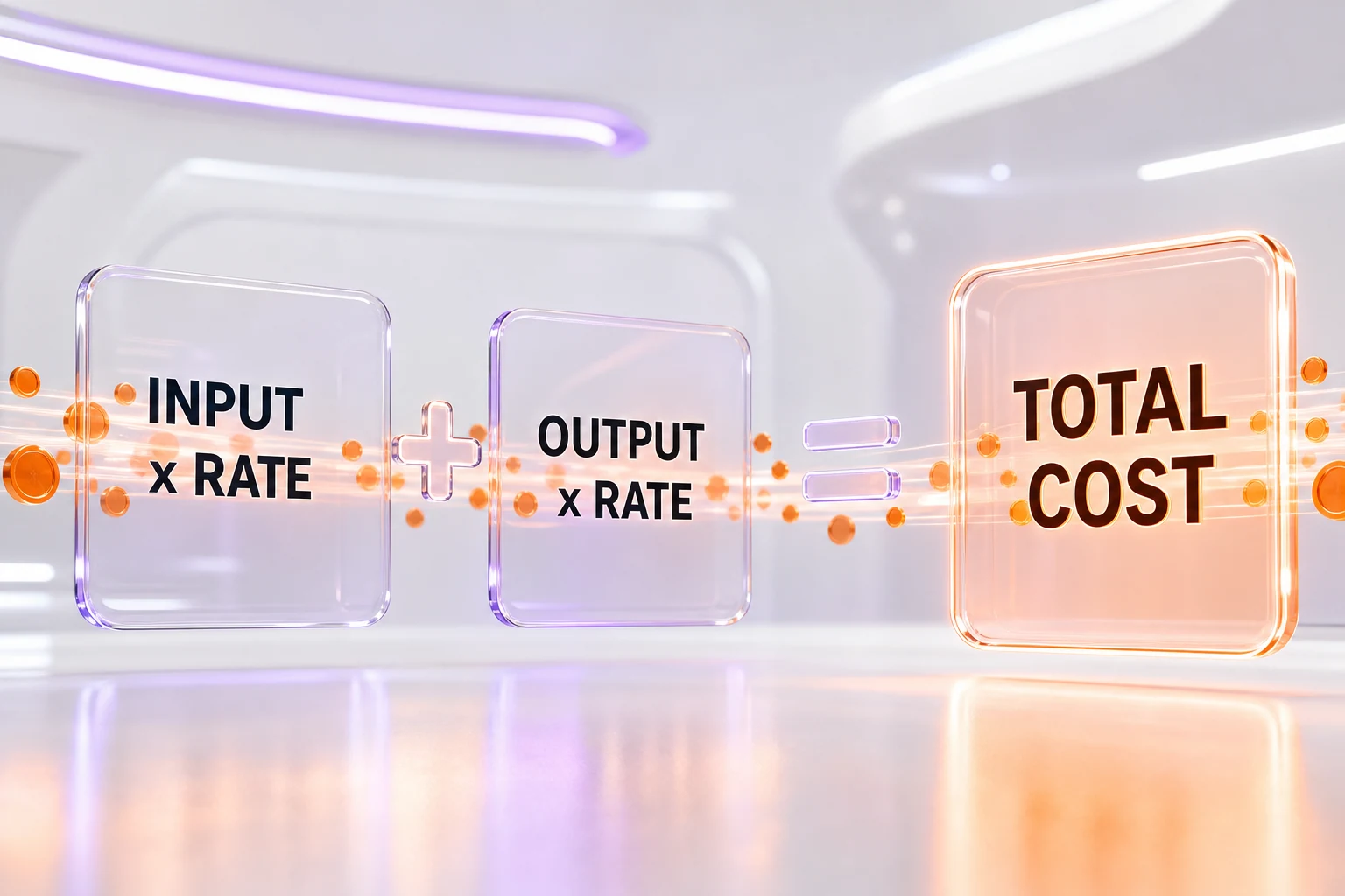 The formula to estimate AI task cost — input tokens times input rate plus output tokens times output rate