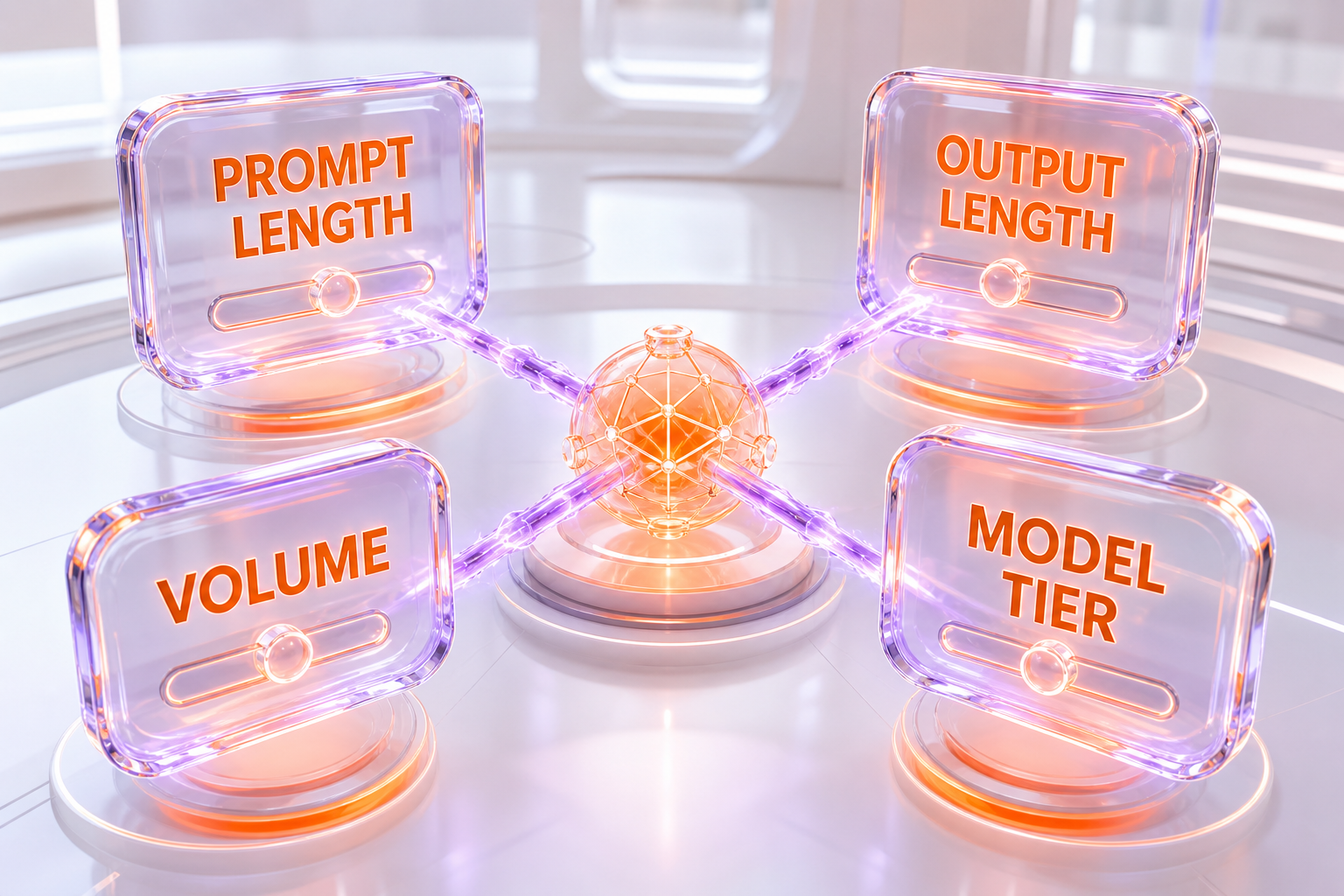 The four levers that drive AI model cost — prompt length, output length, volume, and model tier