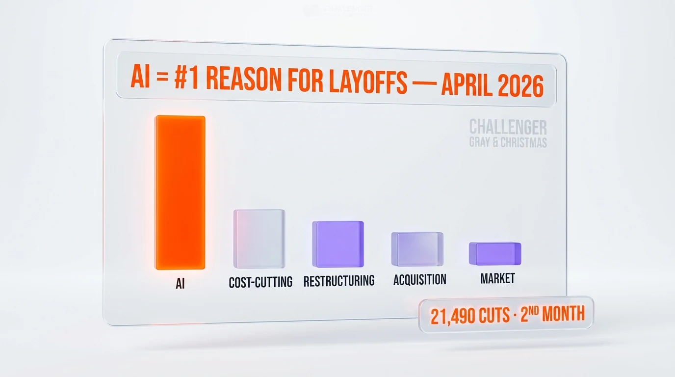 AI #1 reason for layoffs April 2026 — Challenger data + Microsoft Work Trend Index 2026 dashboard