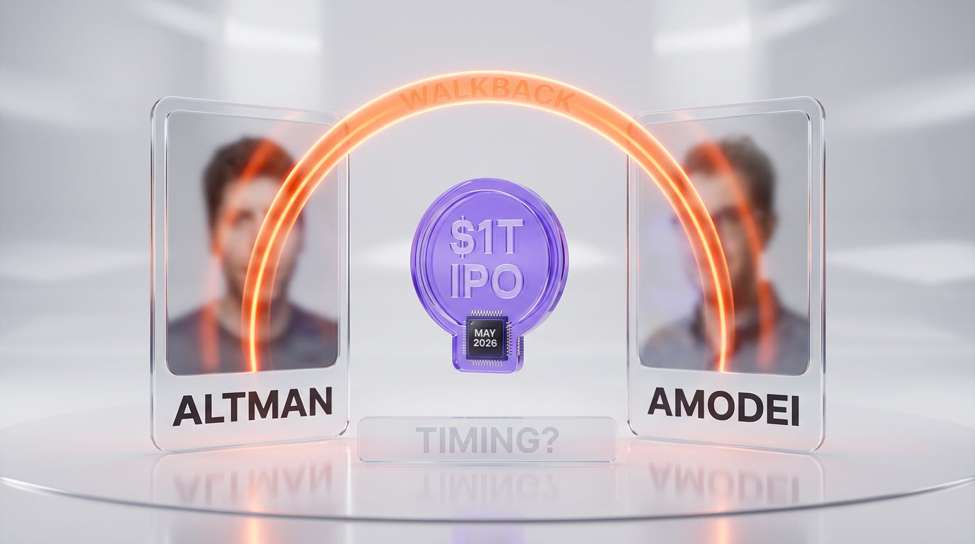 Sam Altman and Dario Amodei walking back their AI jobs apocalypse warnings as OpenAI and Anthropic prepare roughly one-trillion-dollar IPOs