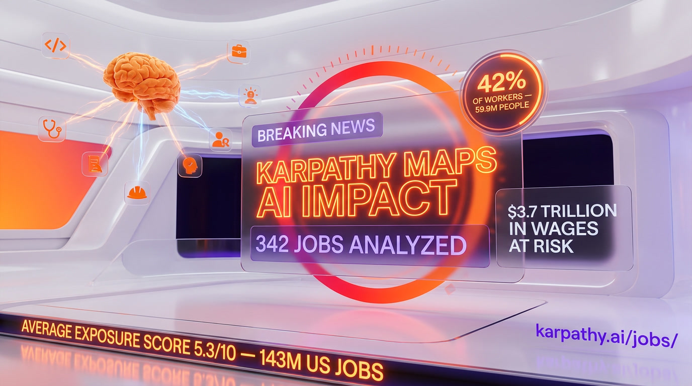 Andrej Karpathy Maps AI Impact on 342 Jobs: 42% of Workers Score 7+ Exposure — Breaking News Hero