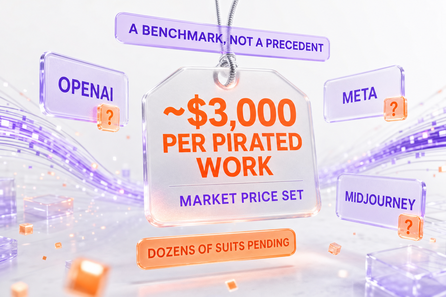 The settlement sets a de facto market price of about $3,000 per pirated work — a benchmark, not a binding precedent, for dozens of pending AI copyright suits against OpenAI, Meta and Midjourney — ThePlanetTools.ai