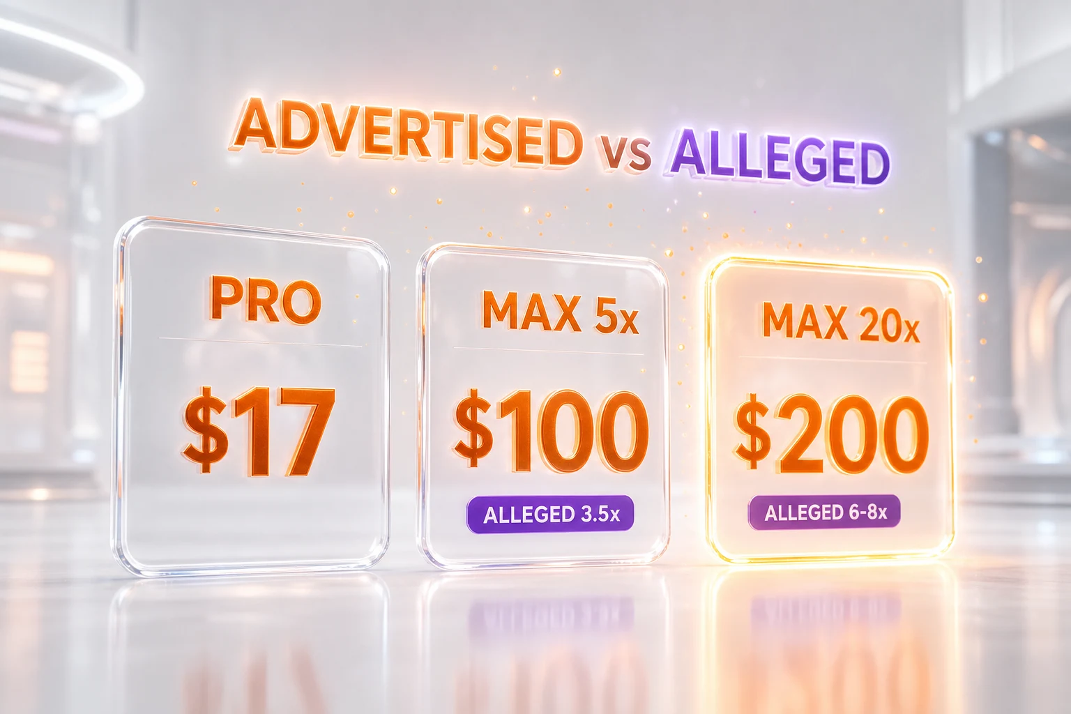 Claude Max plans — advertised usage multipliers versus the figures alleged in the complaint