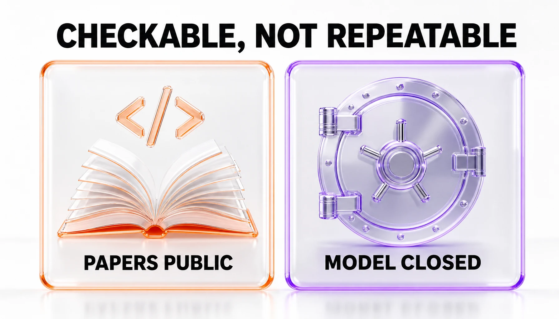 Illustration of the reproducibility gap — Anthropic published papers and reproducible code publicly while Claude Mythos Preview itself stays restricted to Project Glasswing partners