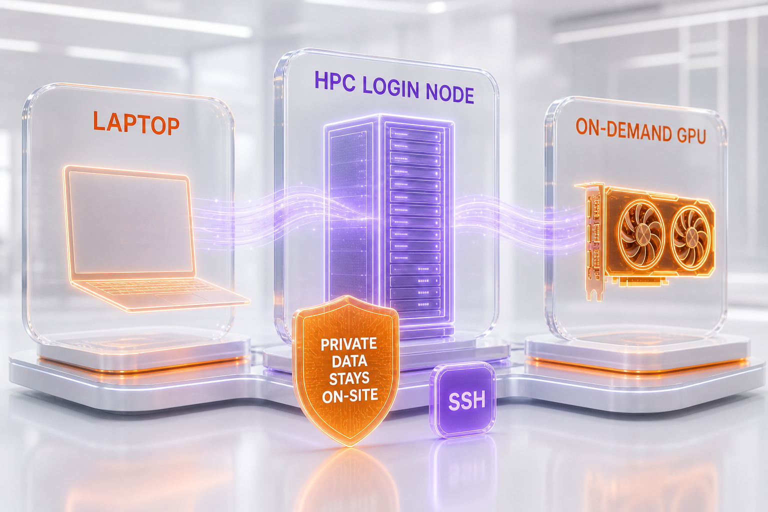 Claude Science runs locally on a laptop or remotely on HPC login nodes, adds on-demand GPU compute, and keeps sensitive data on existing infrastructure