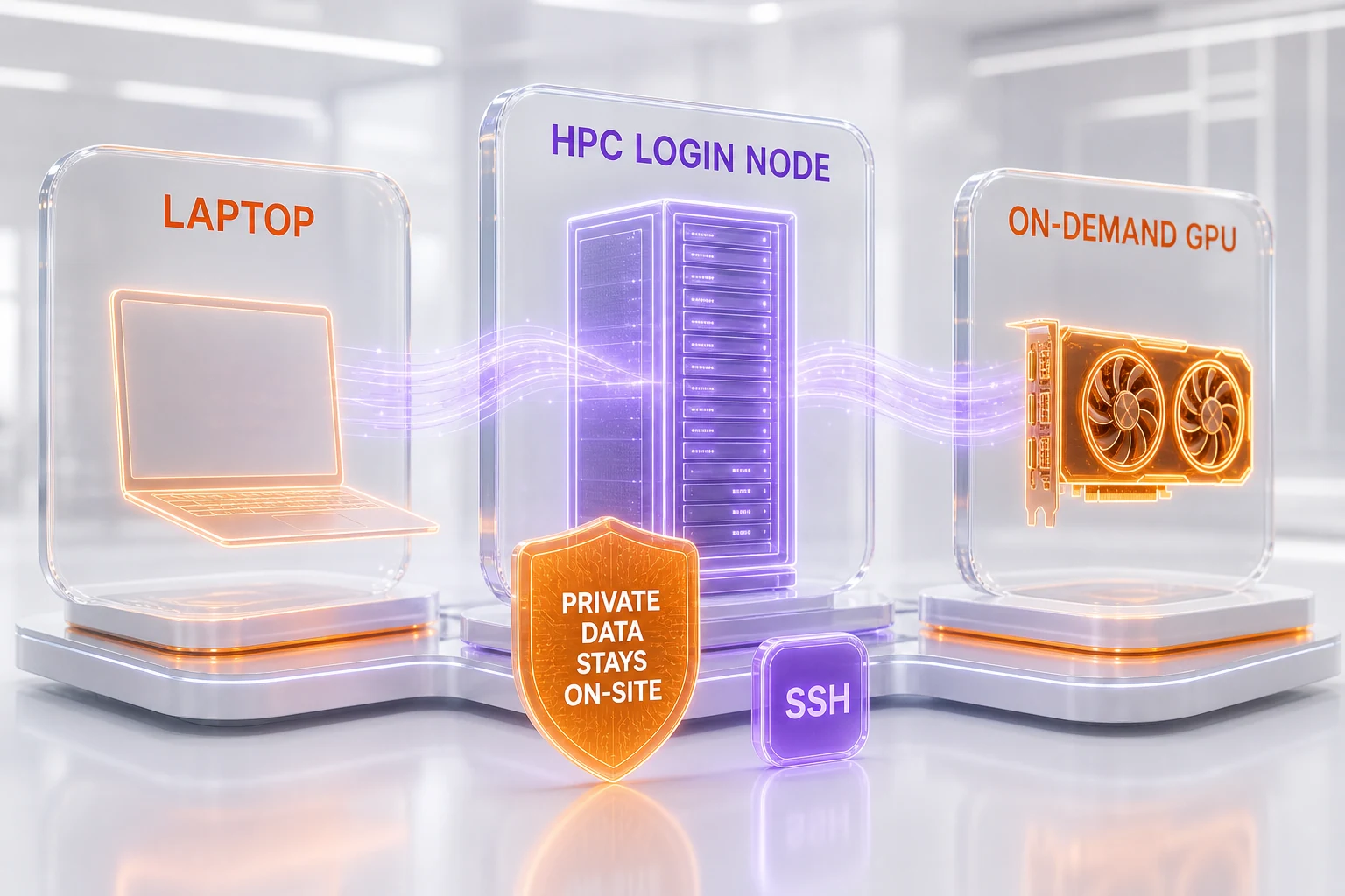 Claude Science runs locally on a laptop or remotely on HPC login nodes, adds on-demand GPU compute, and keeps sensitive data on existing infrastructure