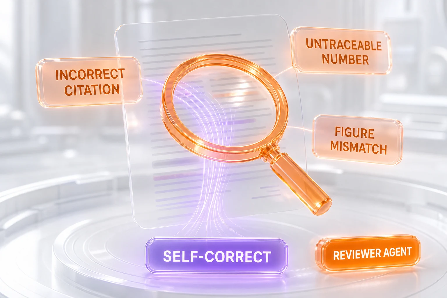 The Claude Science reviewer agent flags incorrect citations, untraceable numbers, and figures that do not match their underlying code, then self-corrects