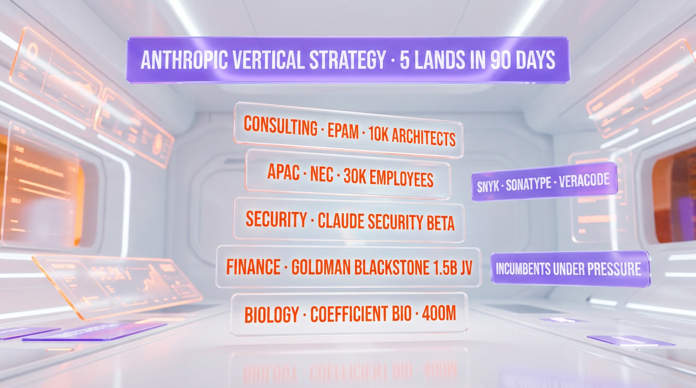 Anthropic vertical attacks 2026: biology, finance, security, design, APAC distribution stack