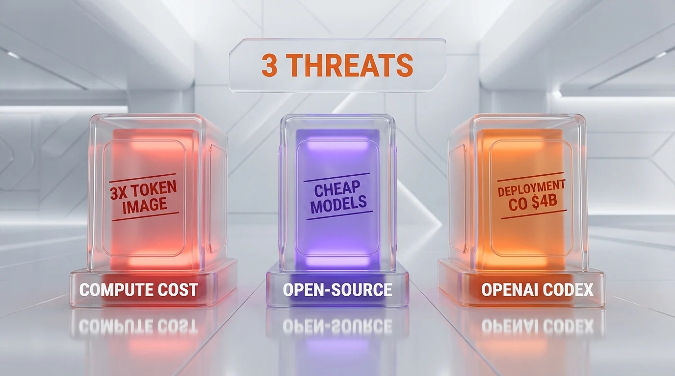 Three threats to Anthropic enterprise lead — compute cost escalation, cheap open-source inference platforms, and OpenAI Codex plus Deployment Company $4B counter-attack