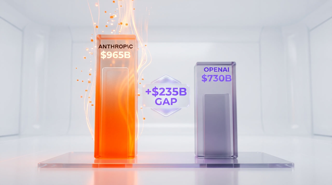 Anthropic $965B versus OpenAI $730B — private valuation comparison