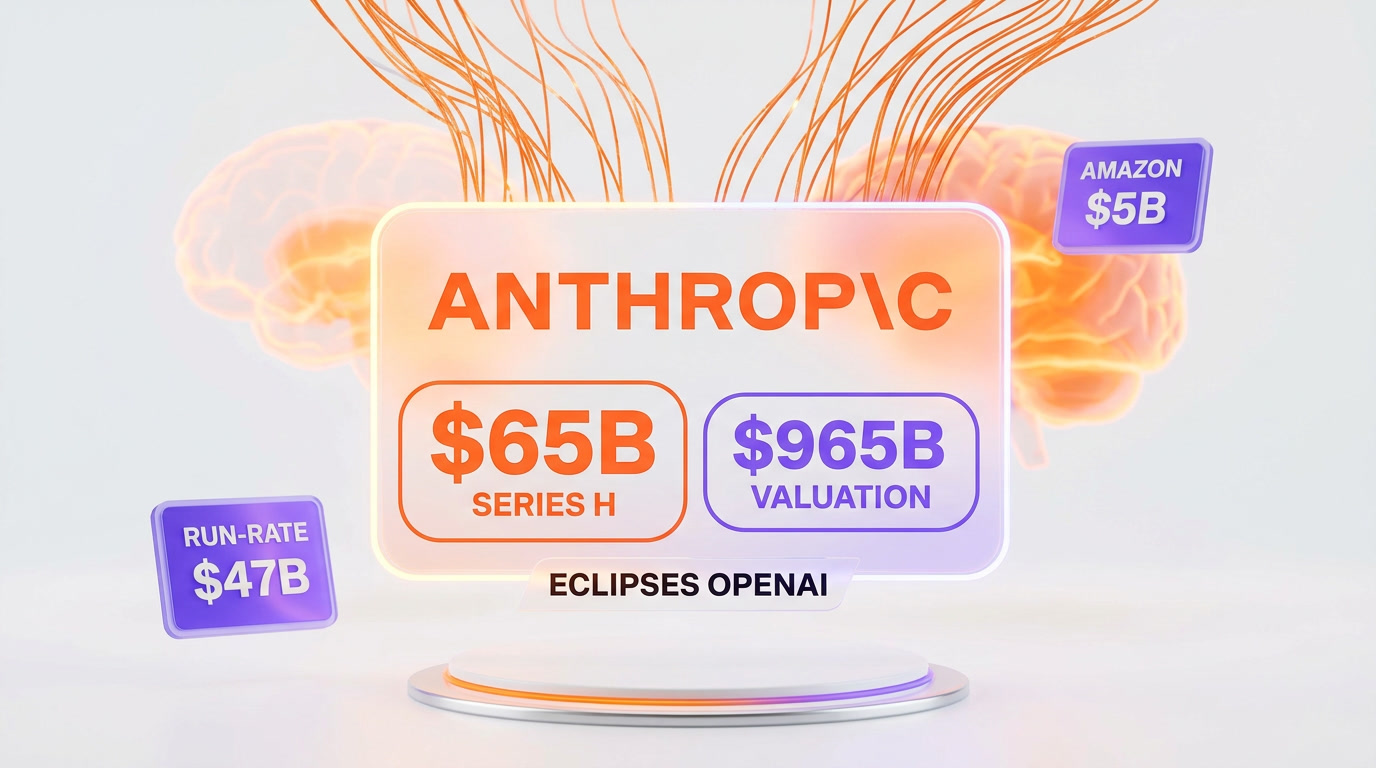 Anthropic Series H — $65 billion raised at a $965 billion valuation, eclipsing OpenAI