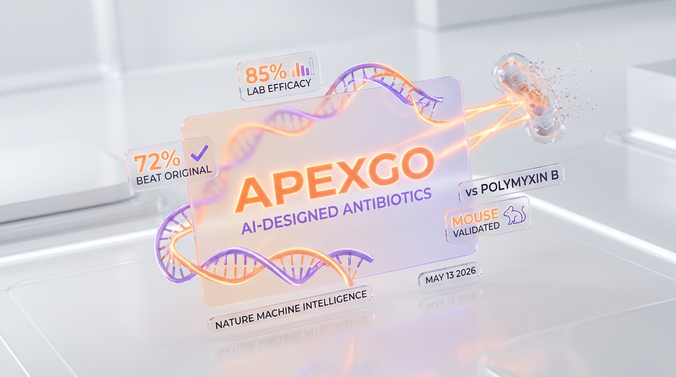 ApexGO — AI-designed peptide antibiotics beat polymyxin B — Hero