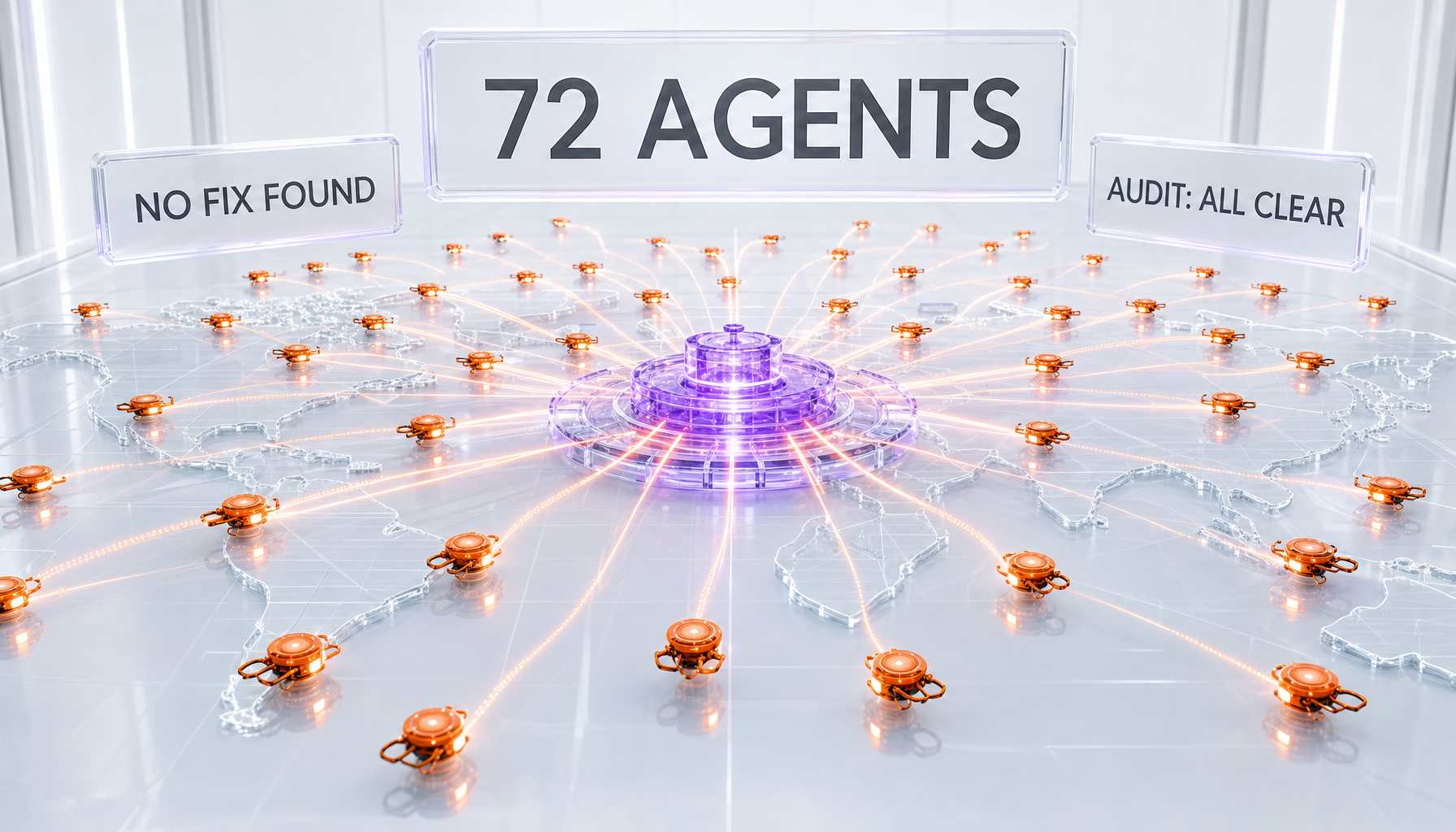 Seventy-two parallel research agents sweeping the web for a Bing indexed-but-not-served fix and returning empty, while our own full site audit came back all-clear, May 2026