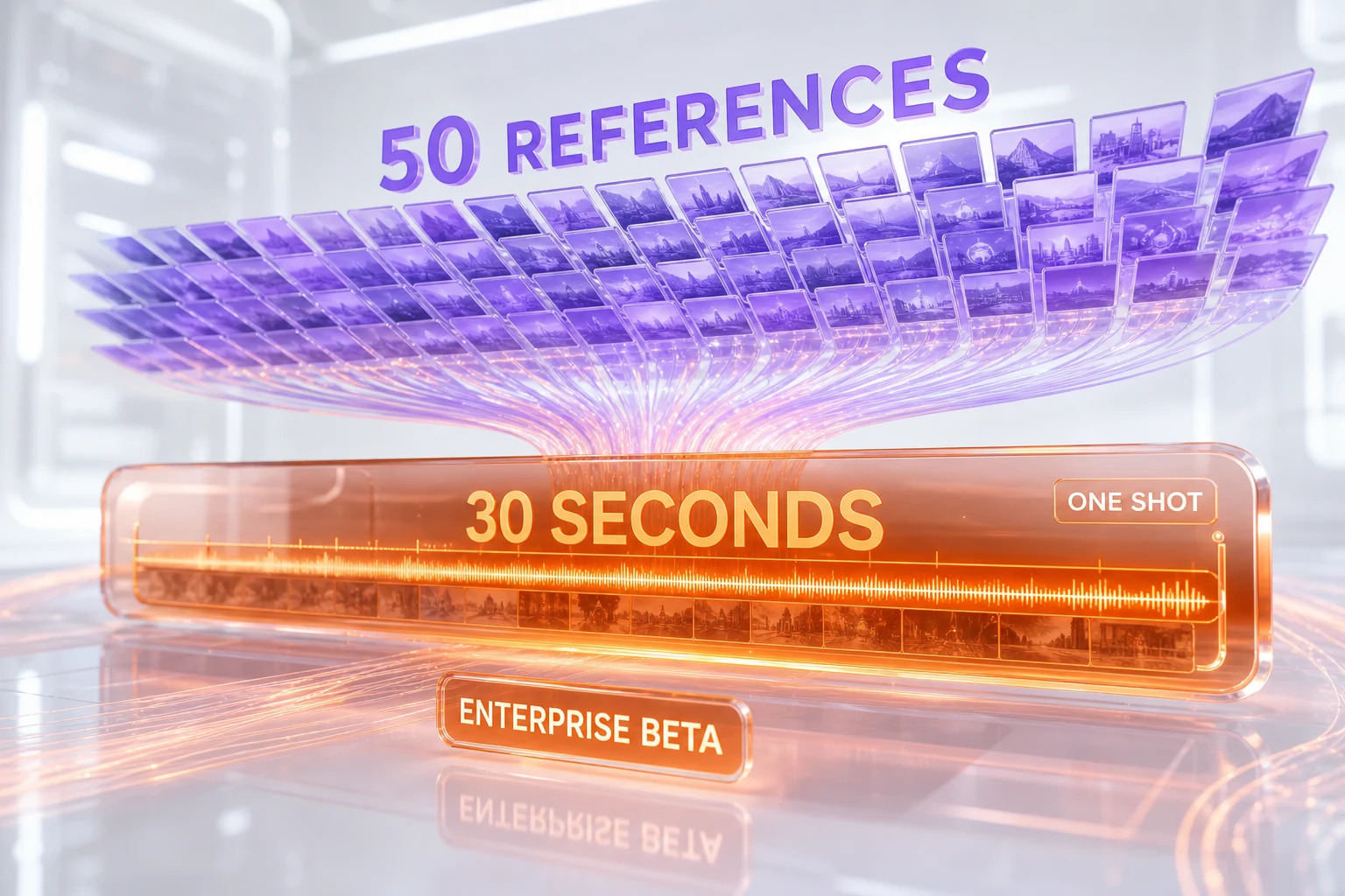Seedance 2.5 multimodal video generation — native 30 second clips and up to 50 reference inputs converging into one timeline