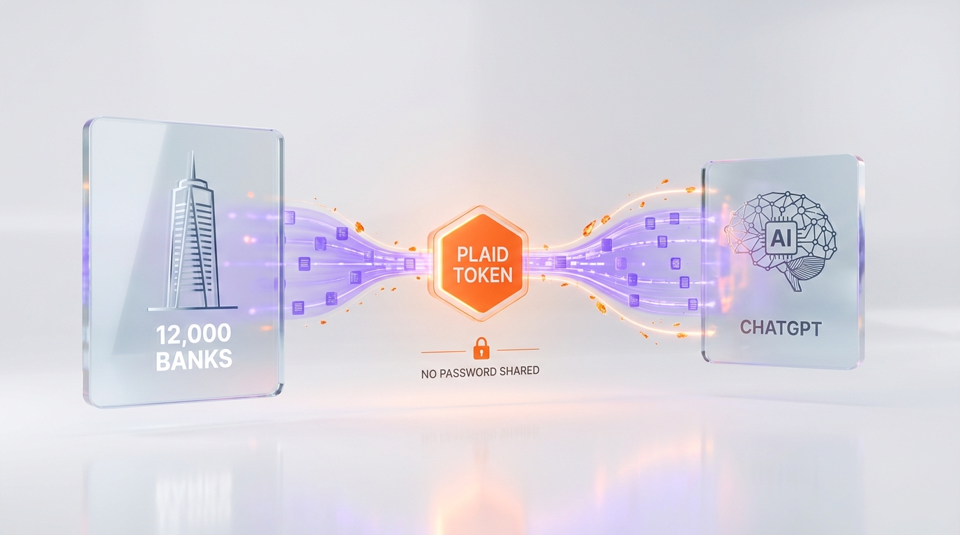 How ChatGPT connects to banks through Plaid — data flow diagram