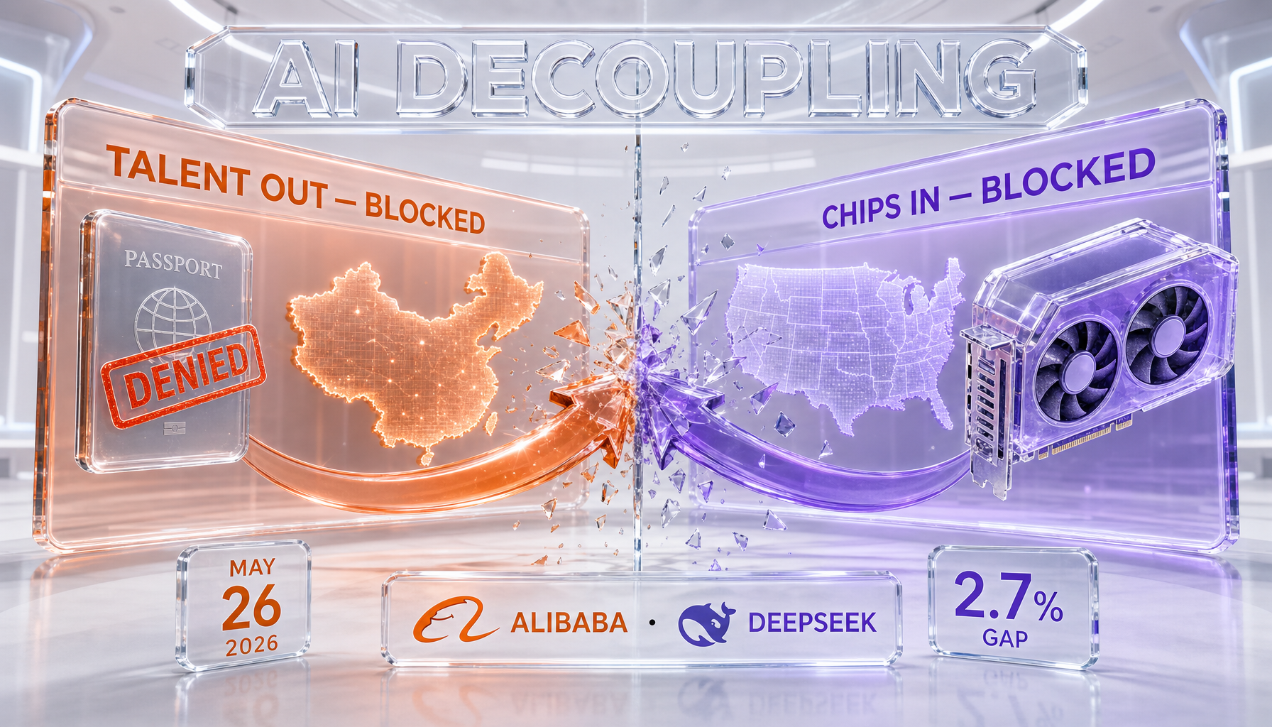 China AI talent travel curbs mirror US chip export controls — outbound talent containment versus inbound hardware containment, May 2026