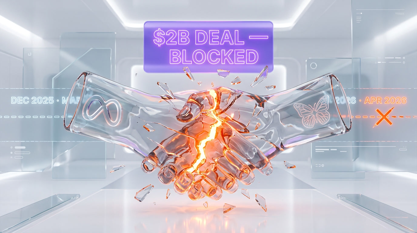 Meta-Butterfly Effect $2 billion handshake with a blocked banner — deal collapse April 2026