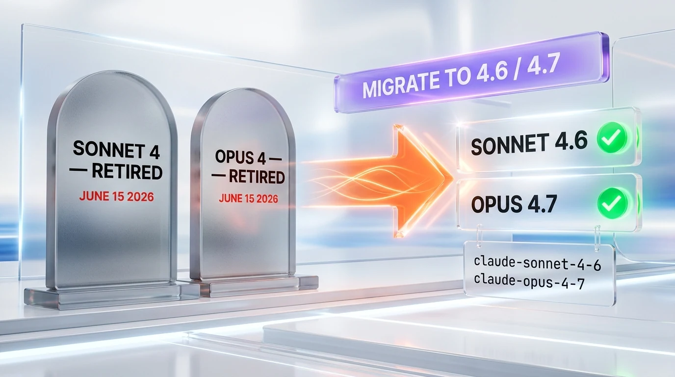 Sonnet 4 and Opus 4 deprecation — migrate to Sonnet 4.6 and Opus 4.7 by June 15 2026