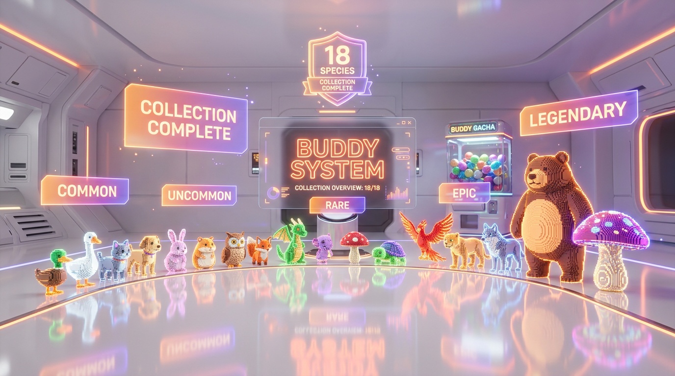 Claude Code Buddy System — 18 ASCII species companions living in your terminal, from common ducks to legendary chonks