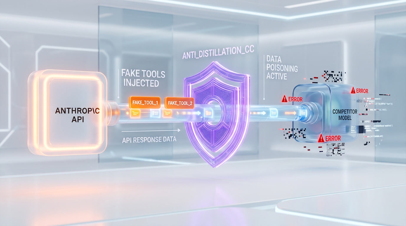 Claude Code Anti-Distillation System — Fake Tool Injection Flow
