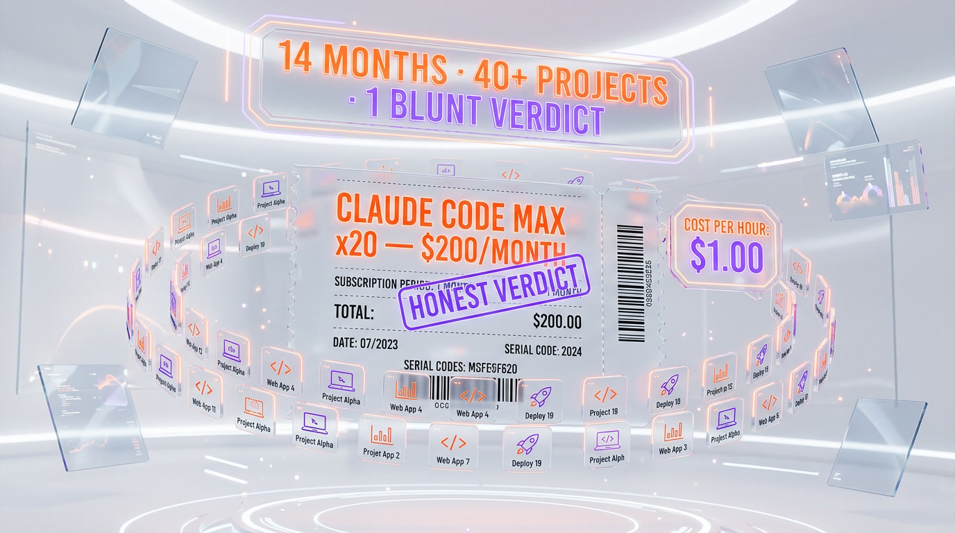 Claude Code Max x20 at $200 per month — 14-month honest verdict from a power user who built 40+ projects