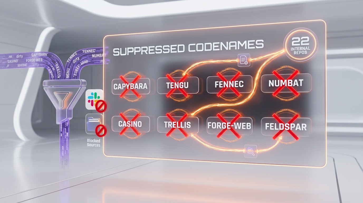 Anthropic internal codenames suppressed by undercover mode — Capybara, Tengu, Fennec, Numbat