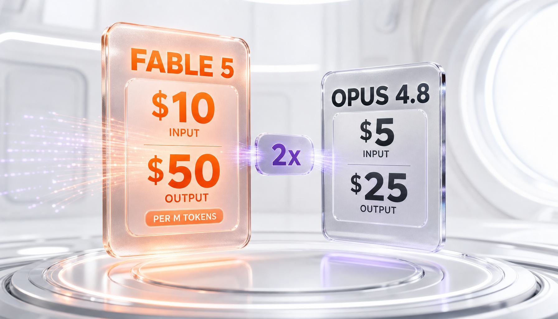 Claude Fable 5 pricing tier versus Claude Opus 4.8 — $10 and $50 per million tokens, double the price