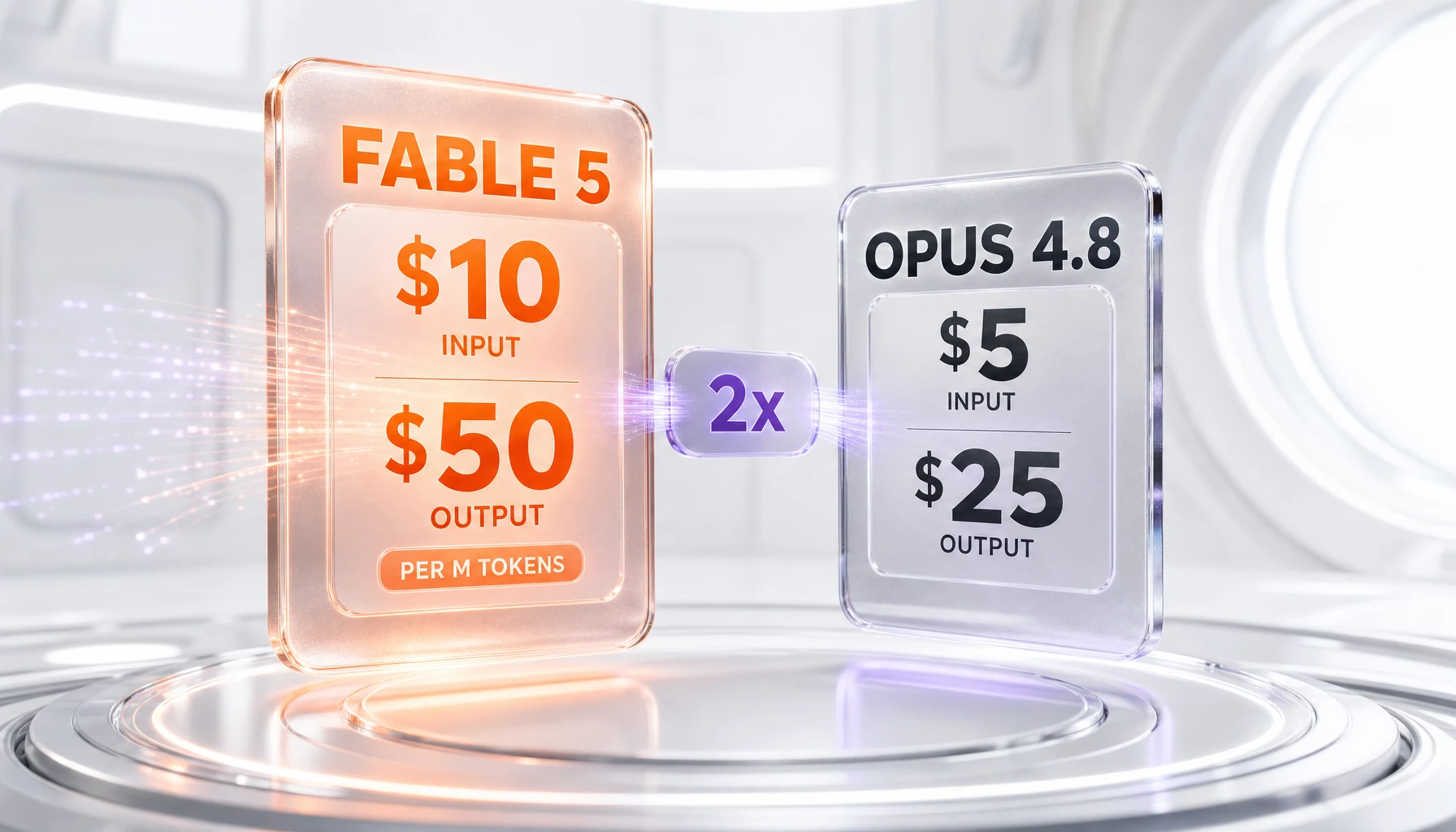 Claude Fable 5 pricing tier versus Claude Opus 4.8 — $10 and $50 per million tokens, double the price