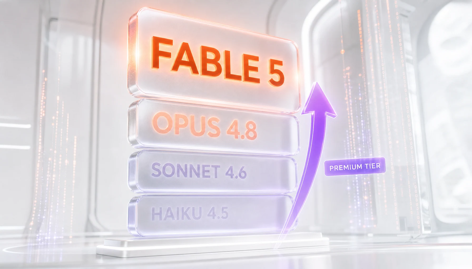 Claude model tier ladder — Fable 5 at the top above Opus 4.8, Sonnet, and Haiku
