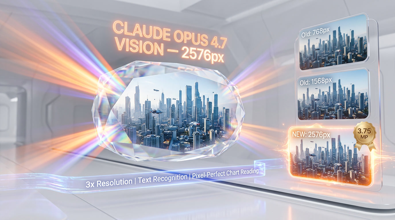 Claude Opus 4.7 vision upgrade — 2576 pixel long side, 3.75 megapixels, 3x resolution vs prior Claude models