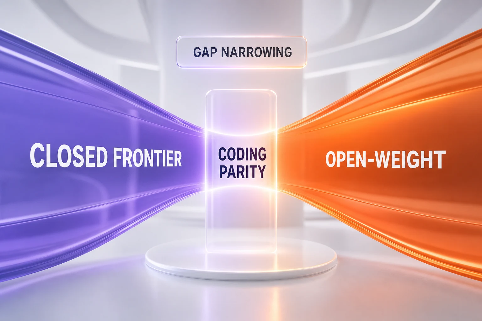 Performance parity between closed frontier and open-weight models narrowing on coding