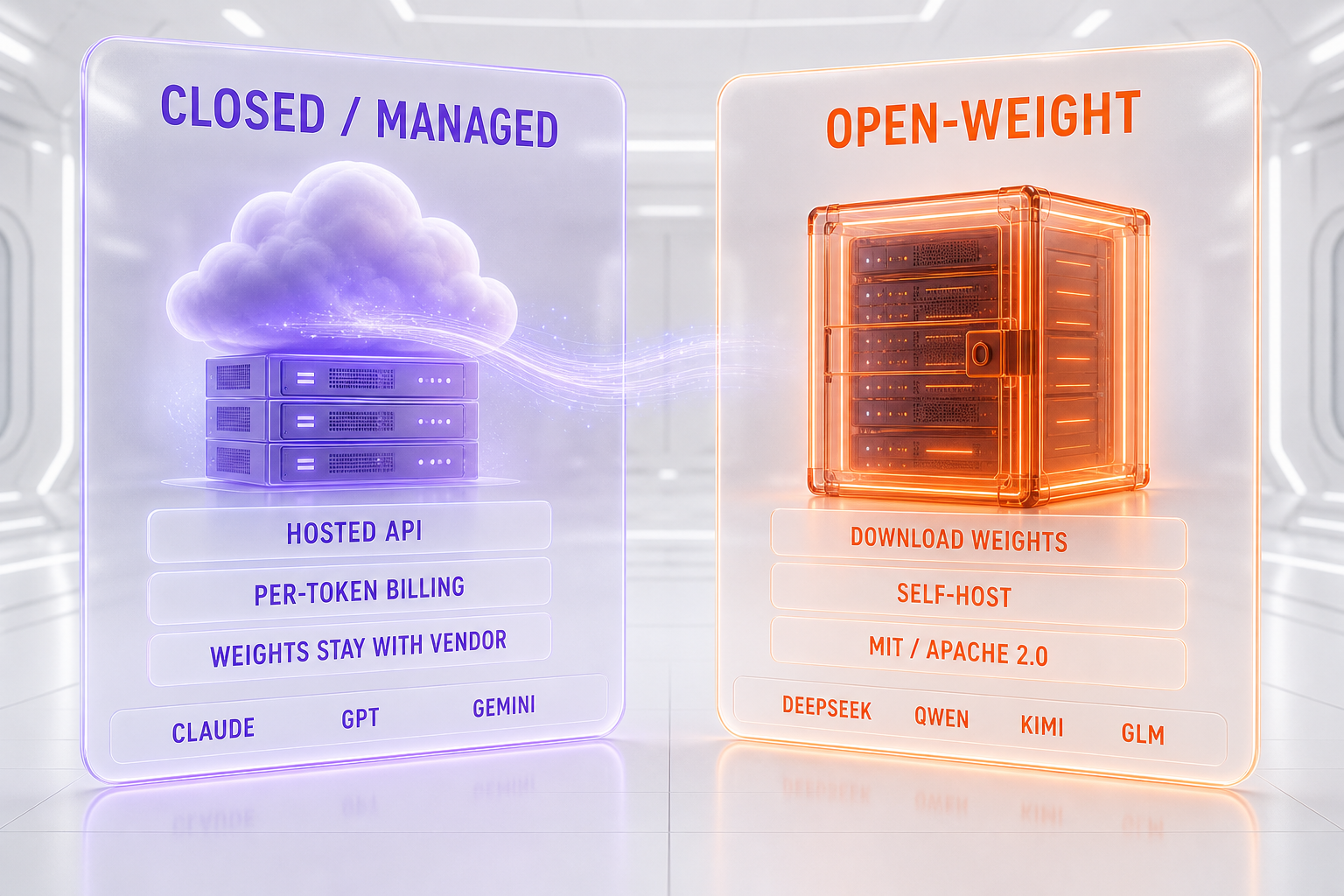 Closed managed API models vs open-weight self-hosted models