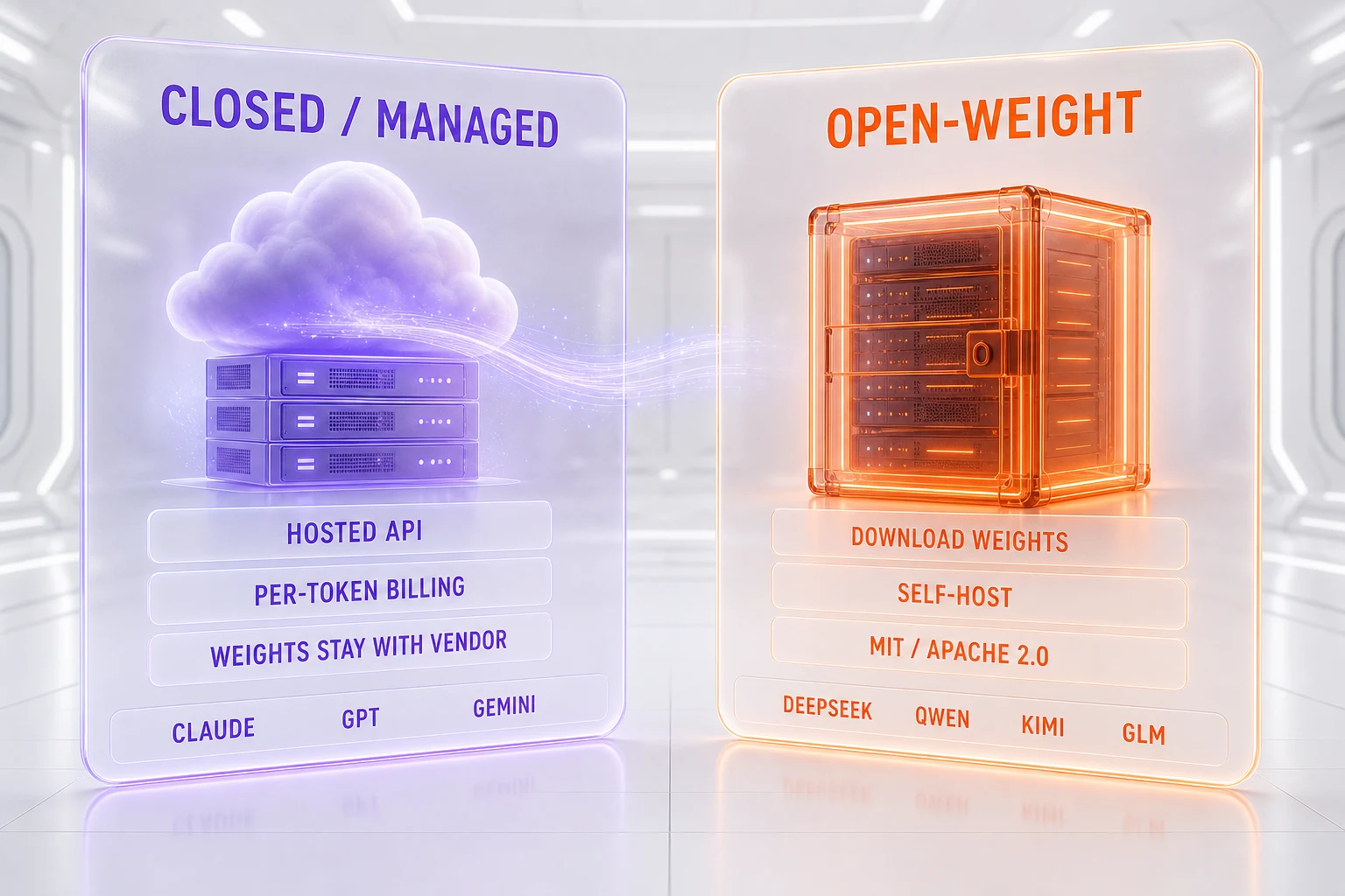 Closed managed API models vs open-weight self-hosted models
