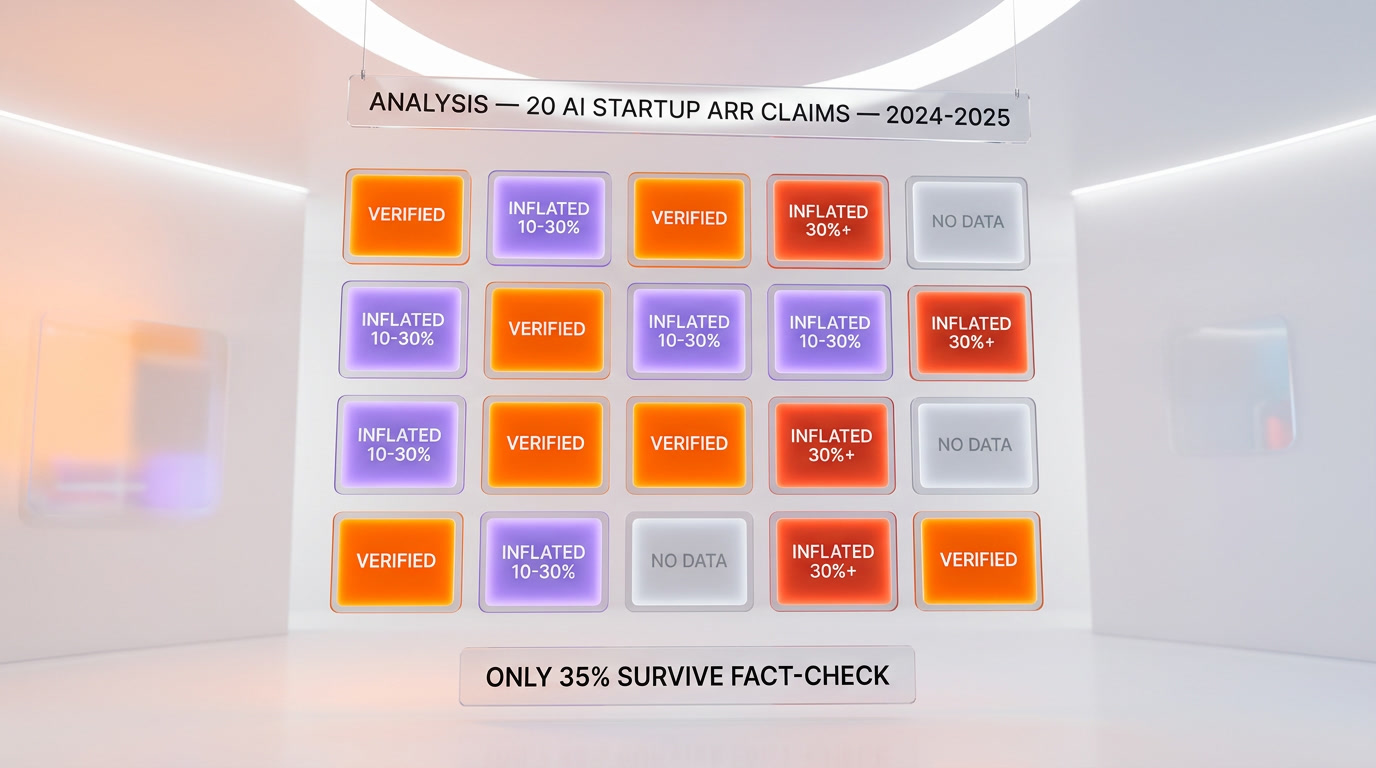 ThePlanetTools analysis — 20 AI startup ARR claims fact-checked, 7 survive, 10 inflated, 3 insufficient data
