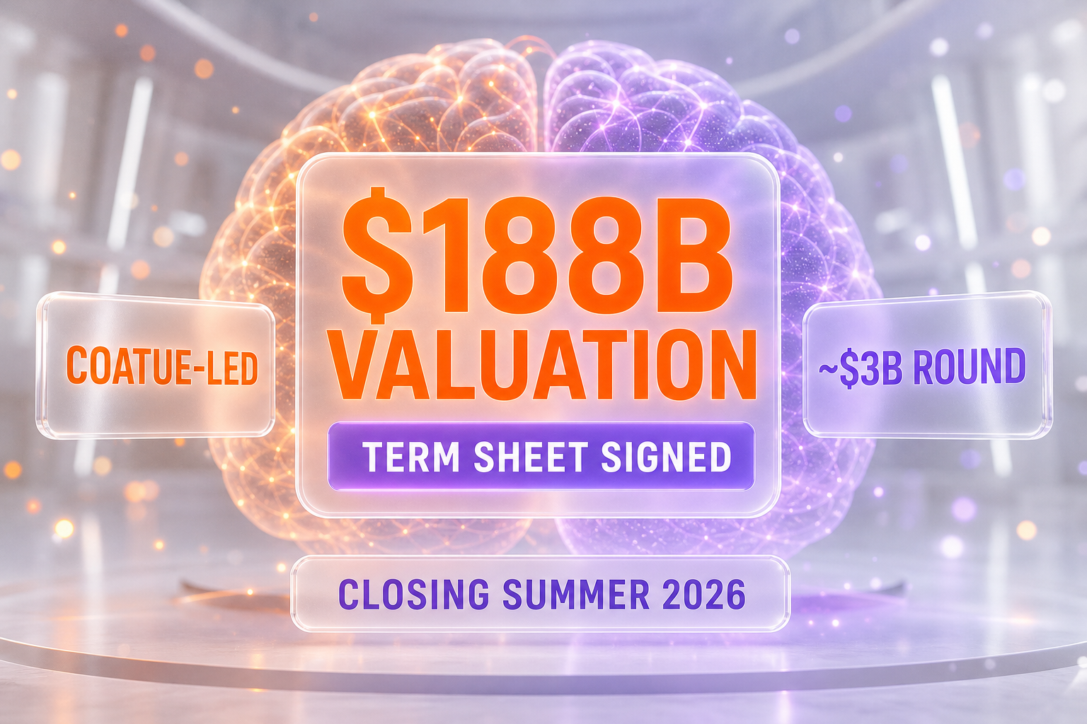 Databricks $188 billion valuation — Coatue-led term sheet signed, round closing summer 2026 — illustration