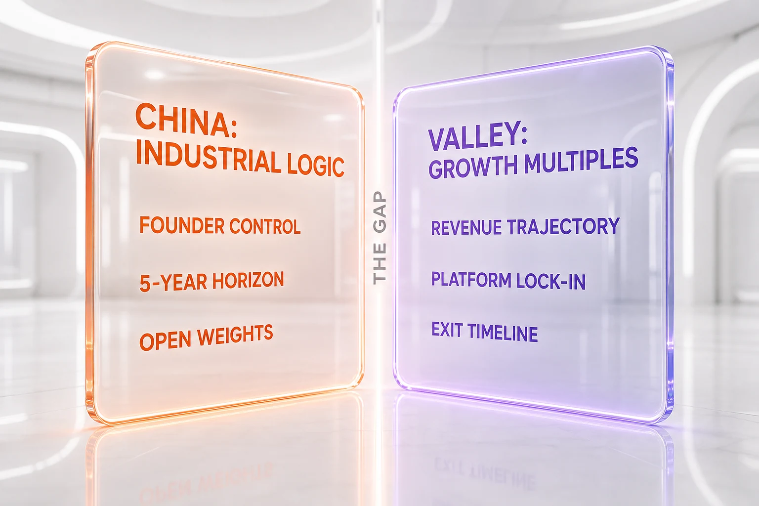 DeepSeek funding logic vs Silicon Valley valuation model — control structure, lock-up horizon, open weights