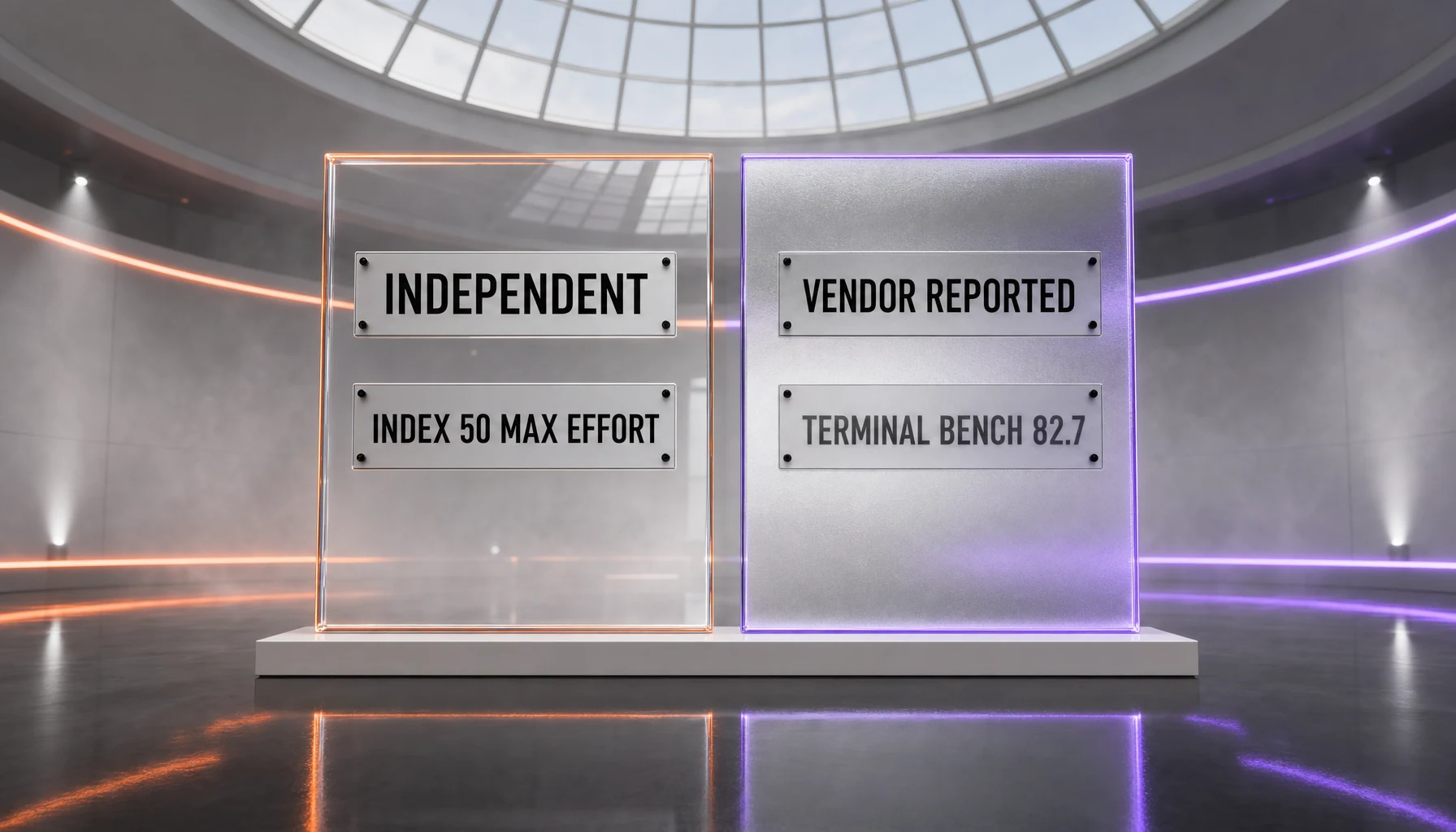 Vendor-reported DeepSeek benchmark scores separated from the independently measured Artificial Analysis index score