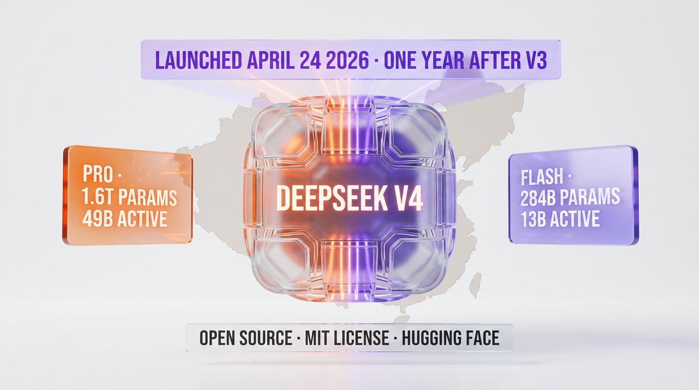 DeepSeek V4 officially launched April 24, 2026 — Pro 1.6T and Flash 284B parameters with Hybrid Attention and 1M context
