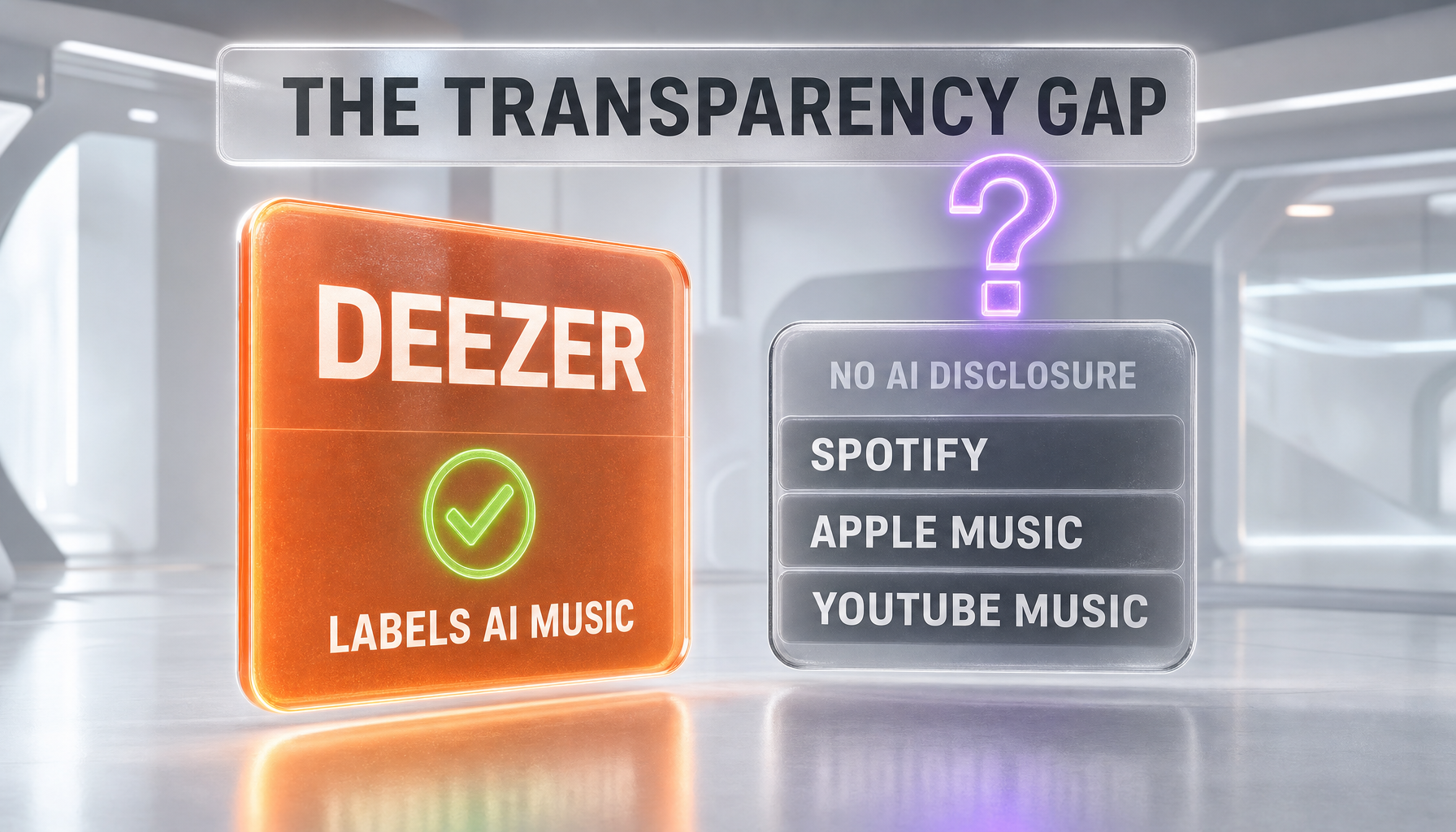 Transparency gap: Deezer labels synthetic music while Spotify, Apple Music and YouTube Music give listeners no AI disclosure
