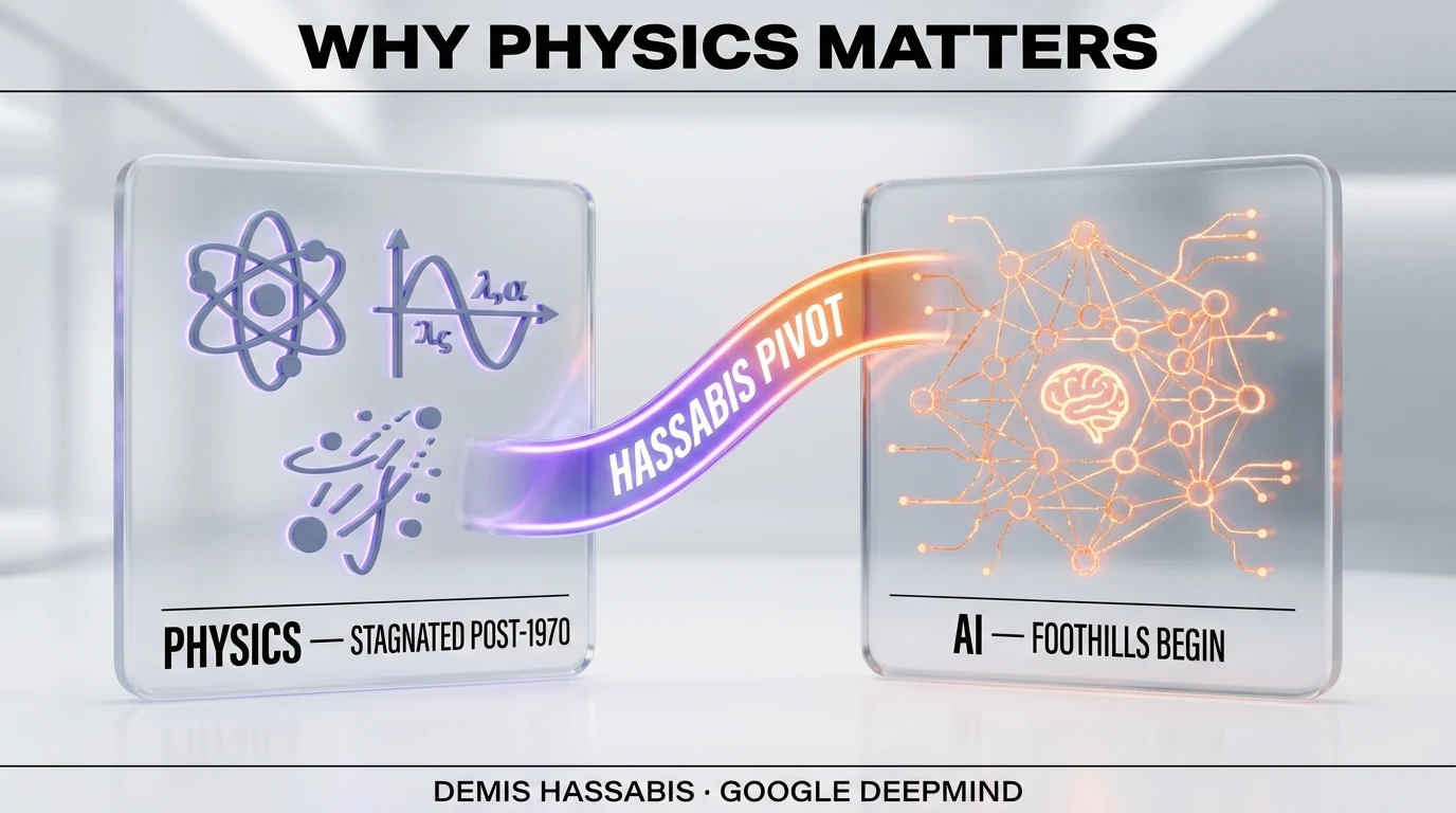 Hassabis bio pivot from physics to AI — foothills metaphor