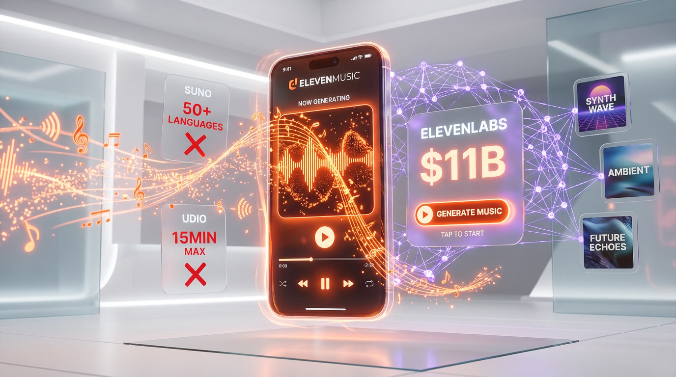 ElevenMusic by ElevenLabs iOS app launch April 2026 competing with Suno and Udio in AI music generation