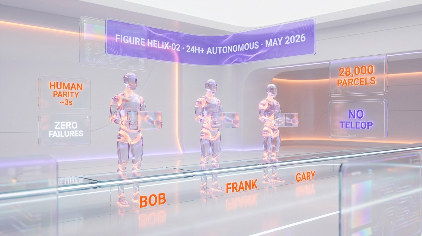 Figure Helix-02 — first 24-hour-plus humanoid run with no teleoperation, May 2026