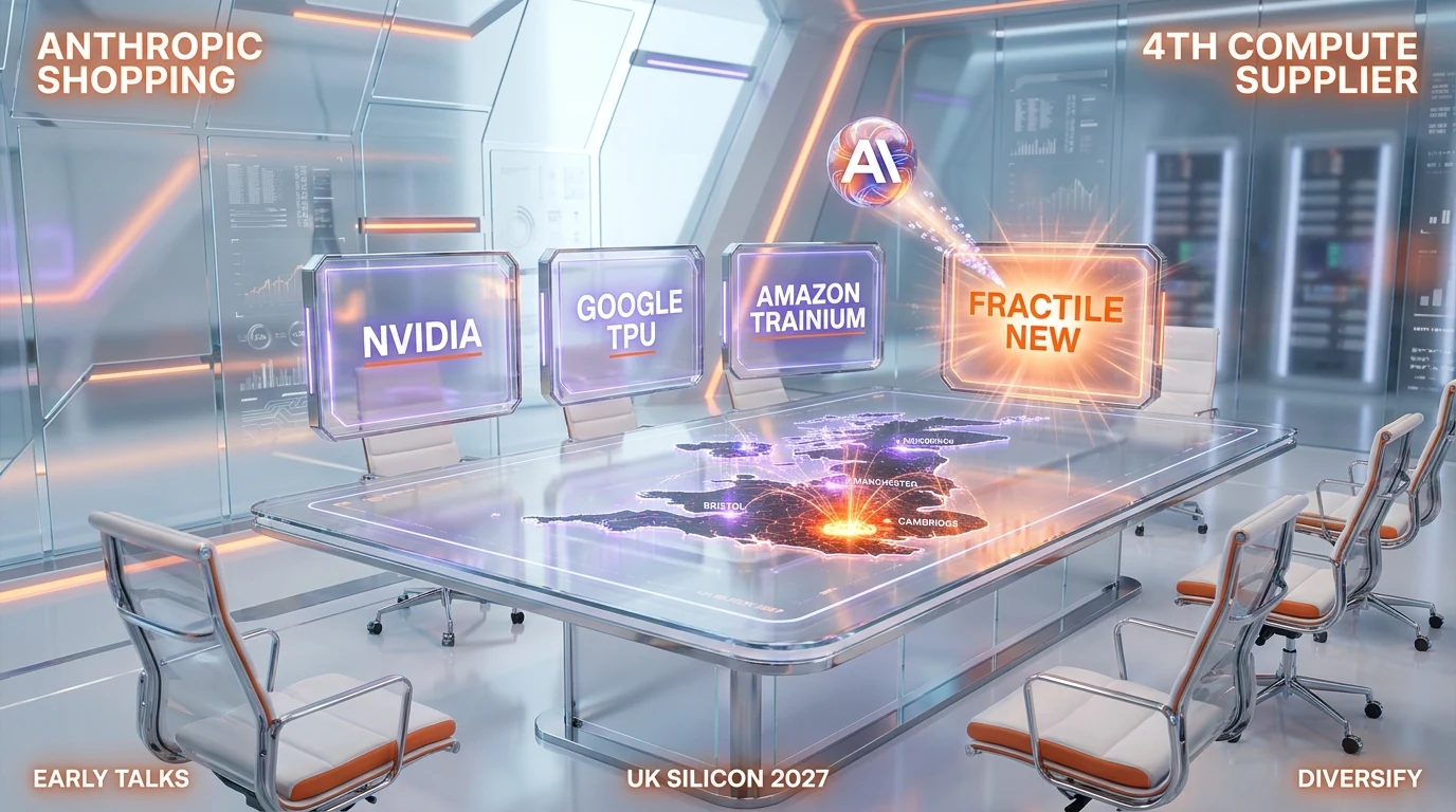 Anthropic four compute suppliers boardroom — Nvidia Google TPU Amazon Trainium plus Fractile UK silicon early talks May 2026