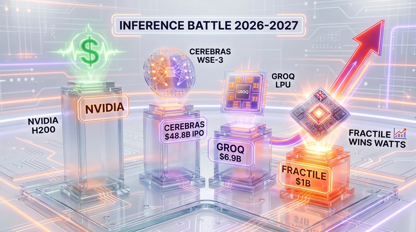 Inference chip competitive arena 2026 — Nvidia H200 Cerebras WSE-3 Groq LPU Fractile UK silicon valuation comparison May 2026