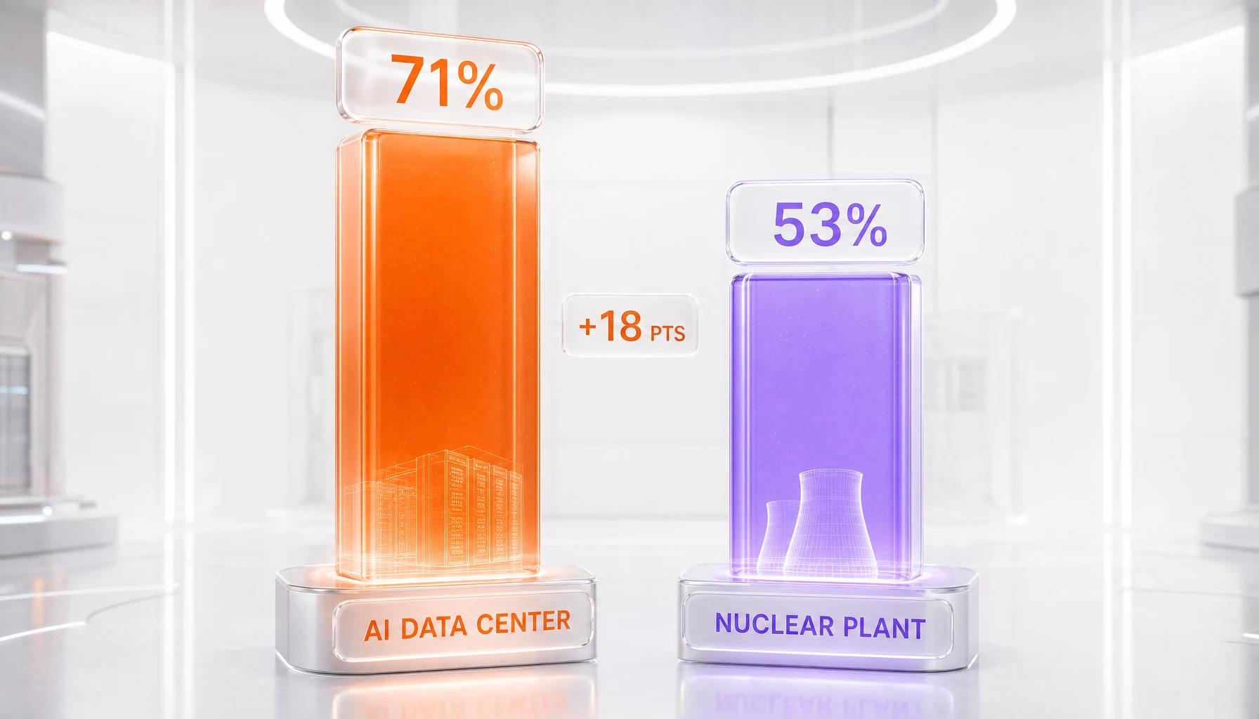 AI data center opposition 71 percent versus nuclear plant opposition 53 percent — Gallup March 2026 comparison
