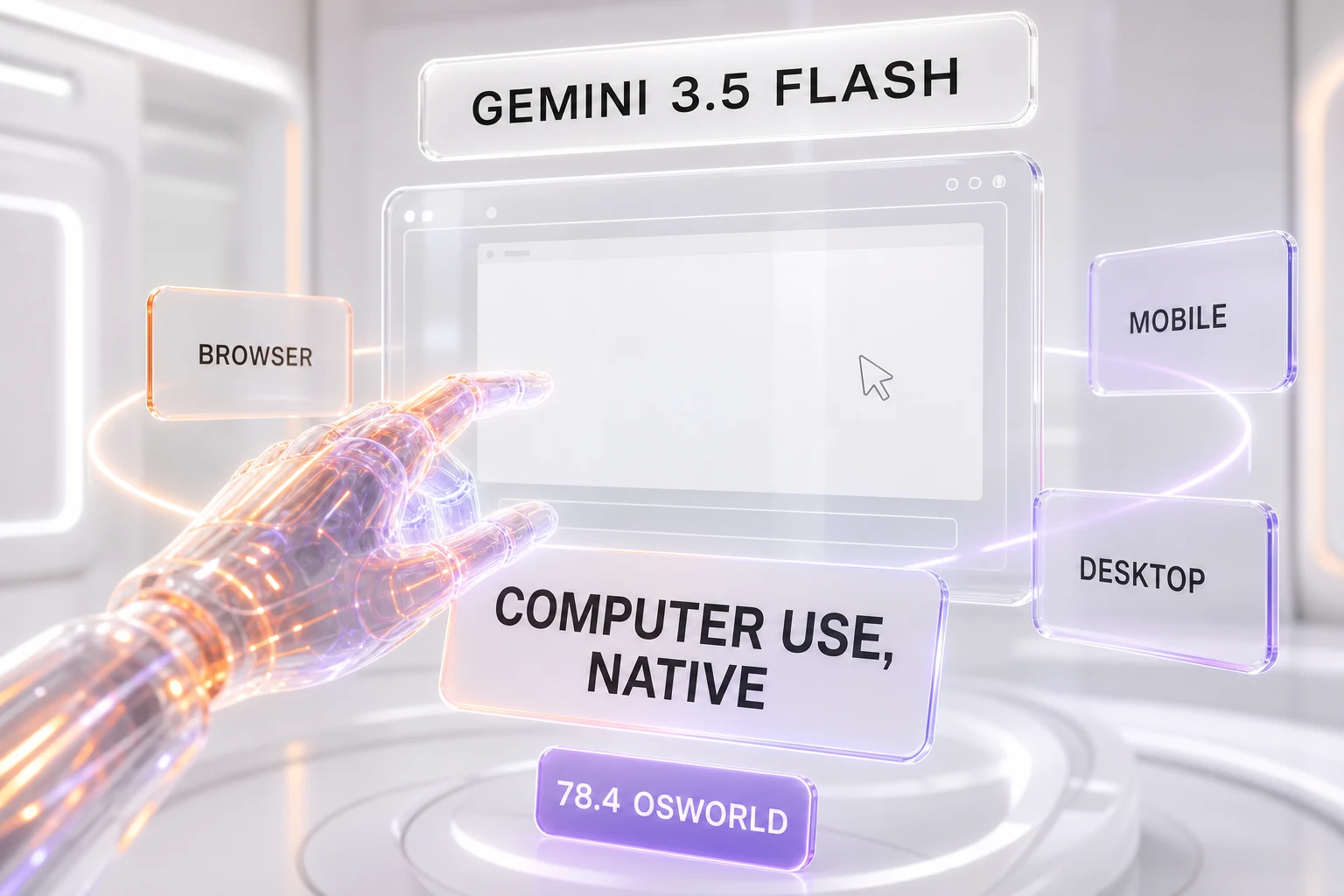 Gemini 3.5 Flash native computer use — an AI agent driving a screen, with a tight OSWorld race
