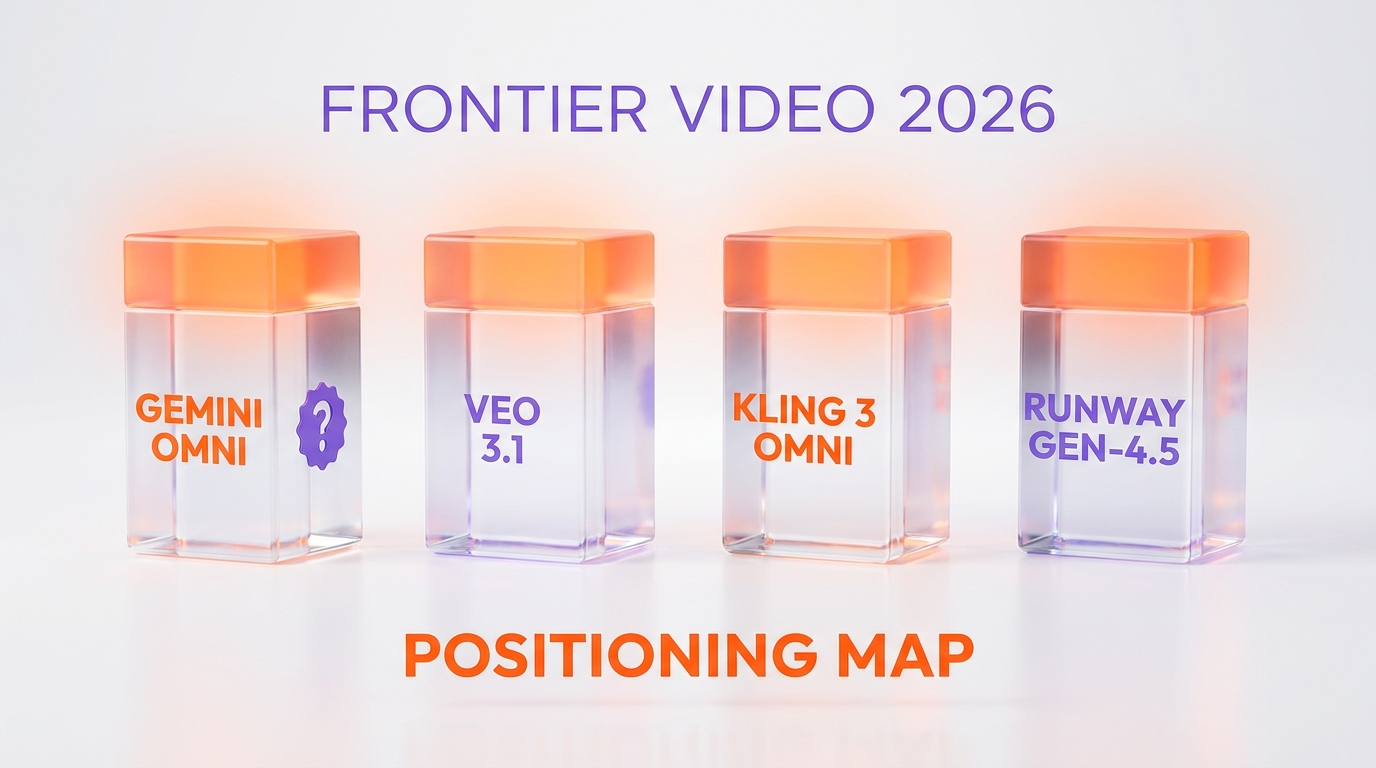 Frontier video model positioning map mid-2026 — Gemini Omni leaked, Veo 3.1 enterprise-API, Kling 3 Omni Asian market, Runway Gen-4.5 production pipeline