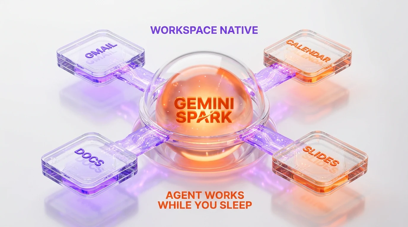 Gemini Spark native Workspace integration — Gmail, Calendar, Docs, Slides as connected agent surfaces