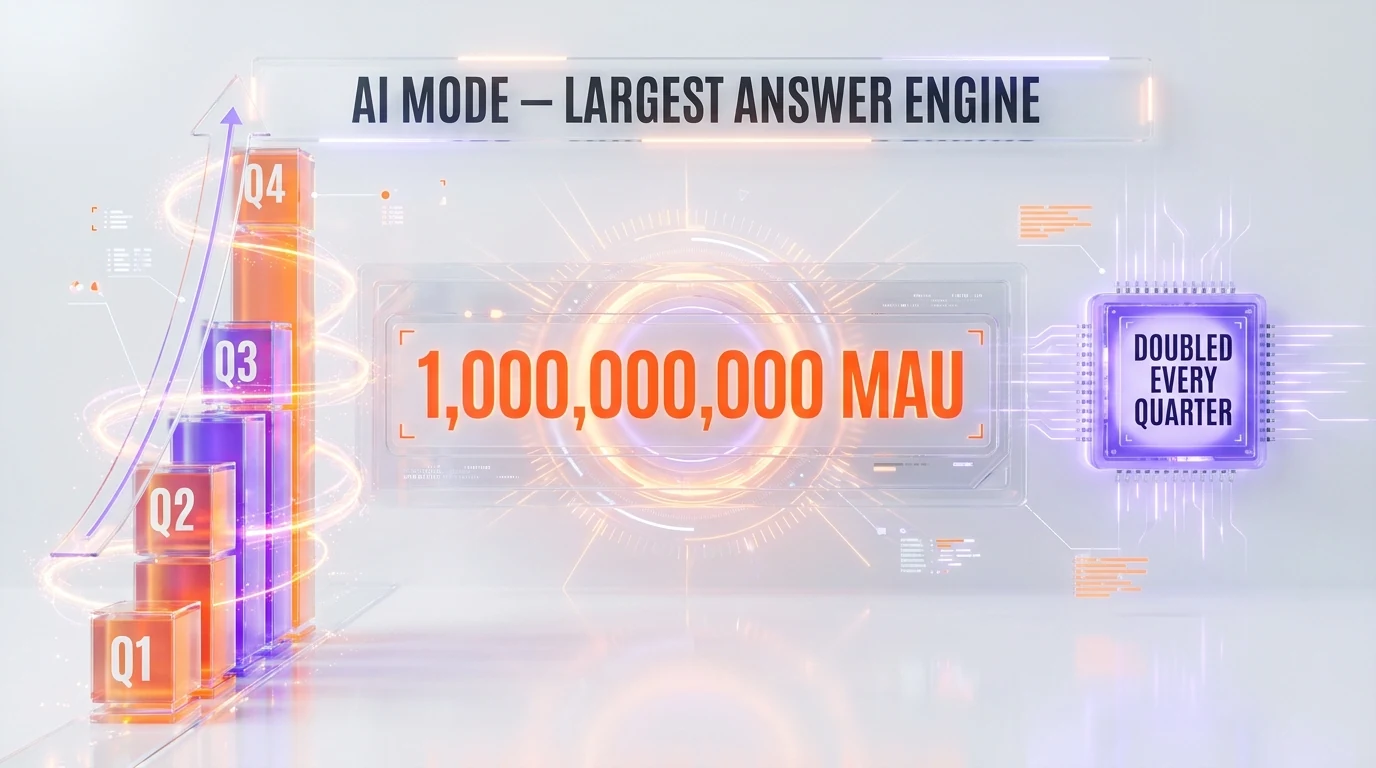 AI Mode 1 billion monthly active users scale chart — Google I/O 2026 announcement